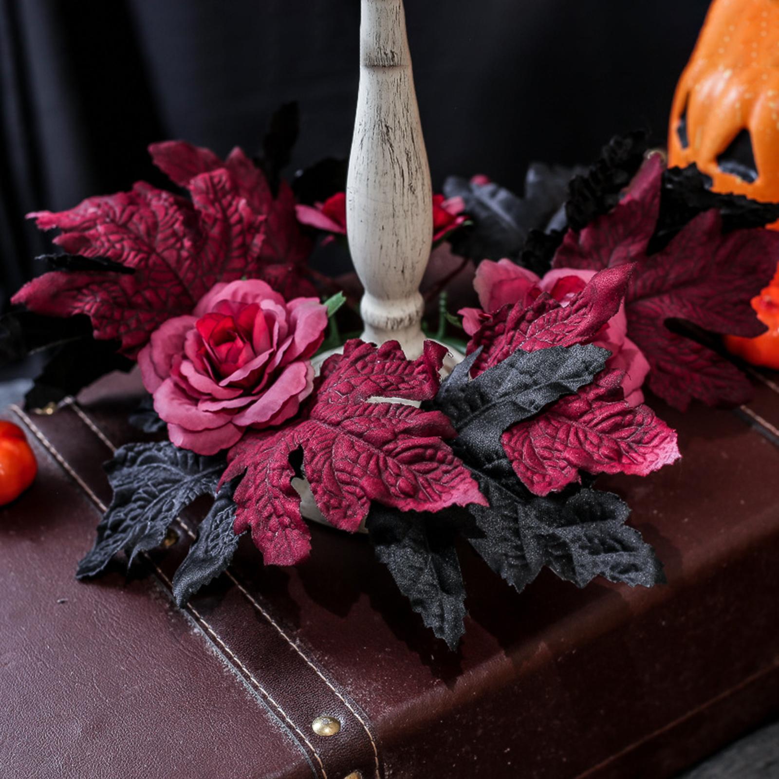 Soy Wax - Ghirlanda di Halloween con rose scure,
